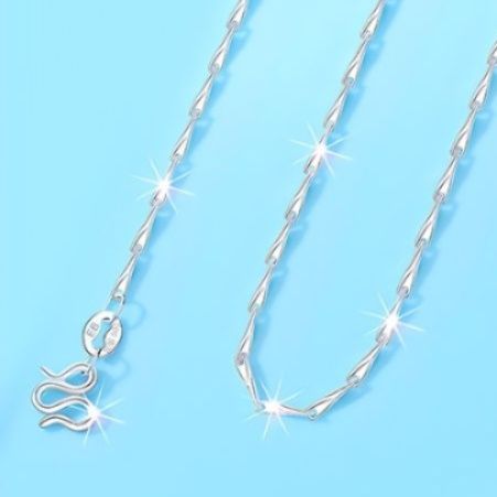 ネックレスチェーン ねじれ輝きシルバーチェーン