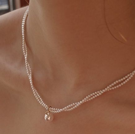 ネックレスチェーンシルバー上品パール調ネックレス