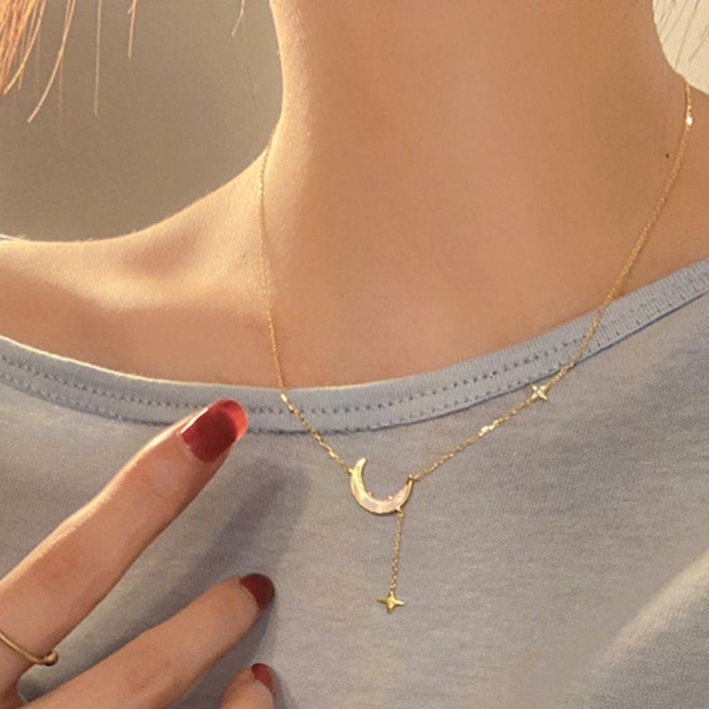 星と月モチーフ ネックレスチェーン レディース