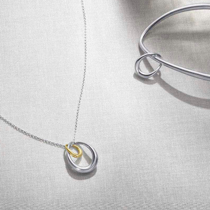 二重リング真鍮ネックレスチェーン錆びにくい上品首飾り