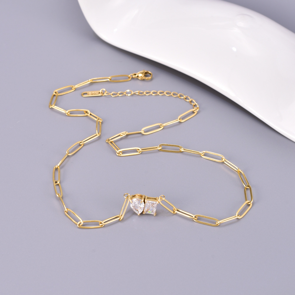 ネックレスチェーン 韓国風シンプルチェーンネックレス金色飾り付き