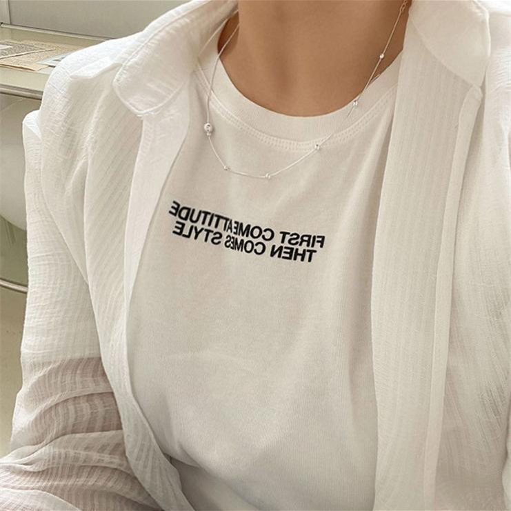 九二五銀製ビーズ付き細身ネックレスチェーン女性用