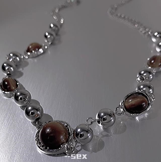 虎眼石ネックレスチェーン 鎖骨丈 男女兼用