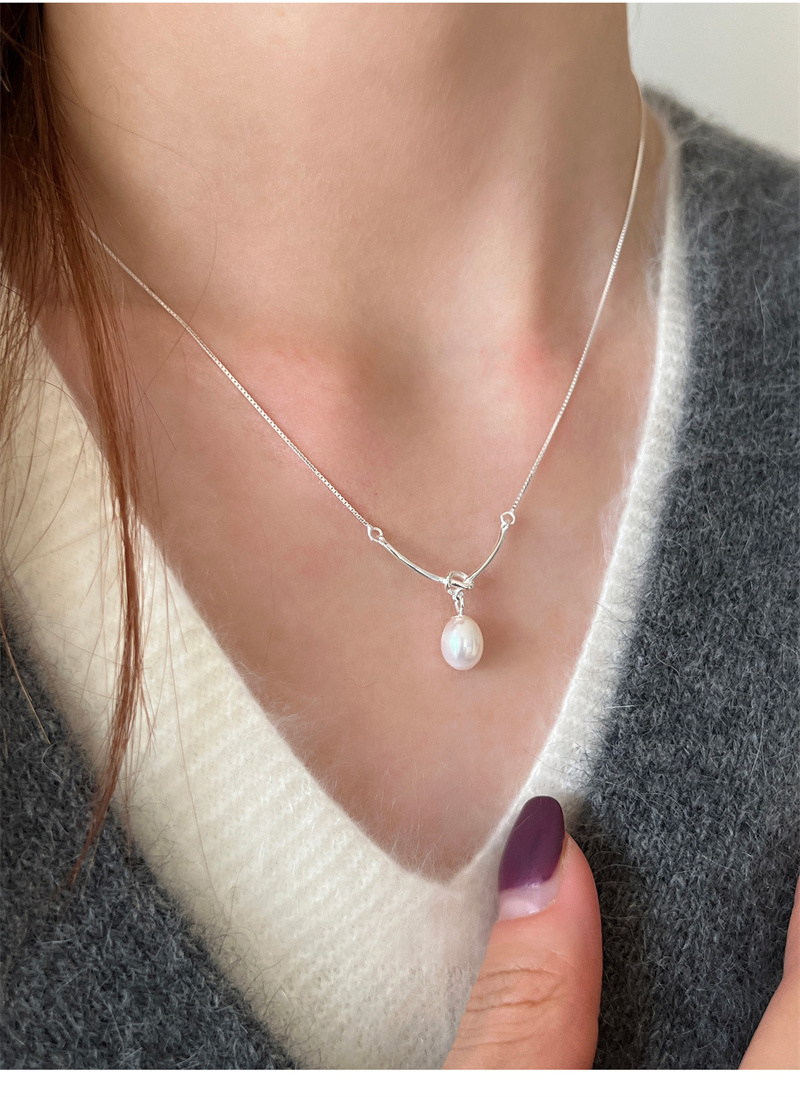 ネックレスチェーン パール付き華奢チェーン首飾り上品レディースネックレス