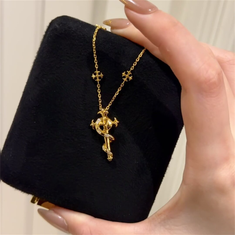 薔薇モチーフ ゴールドネックレスチェーン レディース首飾り