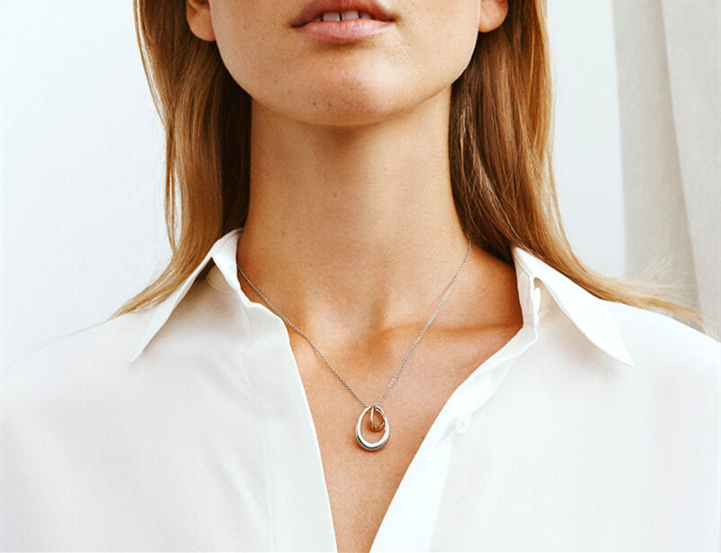 二重リング真鍮ネックレスチェーン錆びにくい上品首飾り