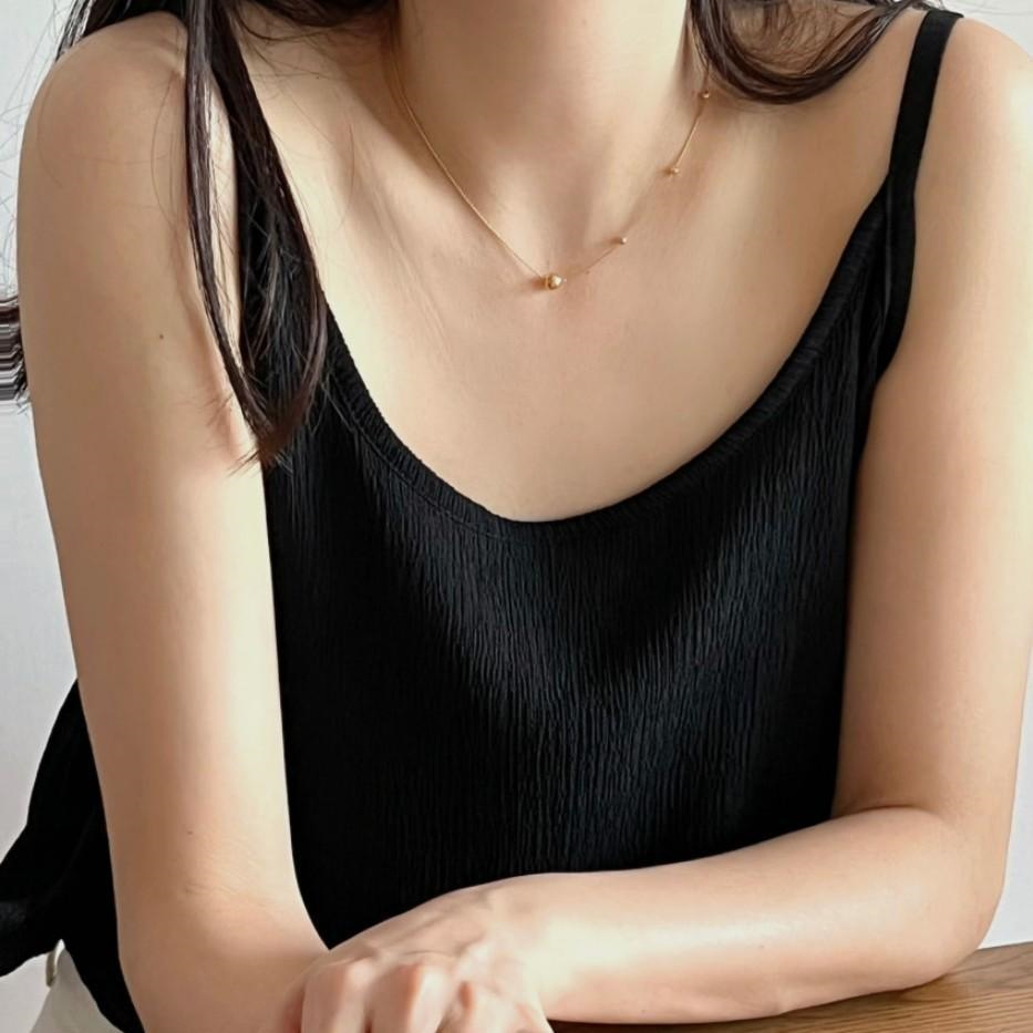 九二五銀製ビーズ付き細身ネックレスチェーン女性用