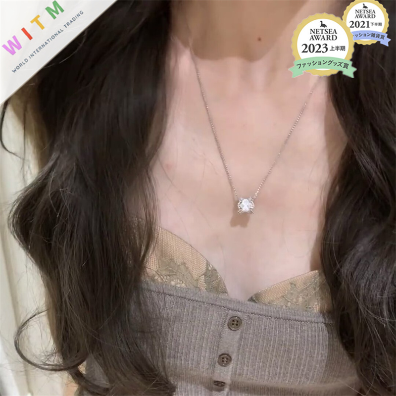 上品な輝き一粒石ネックレスチェーン女性用