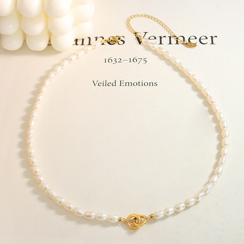 上品パール調ネックレスチェーン ゴールド留め具