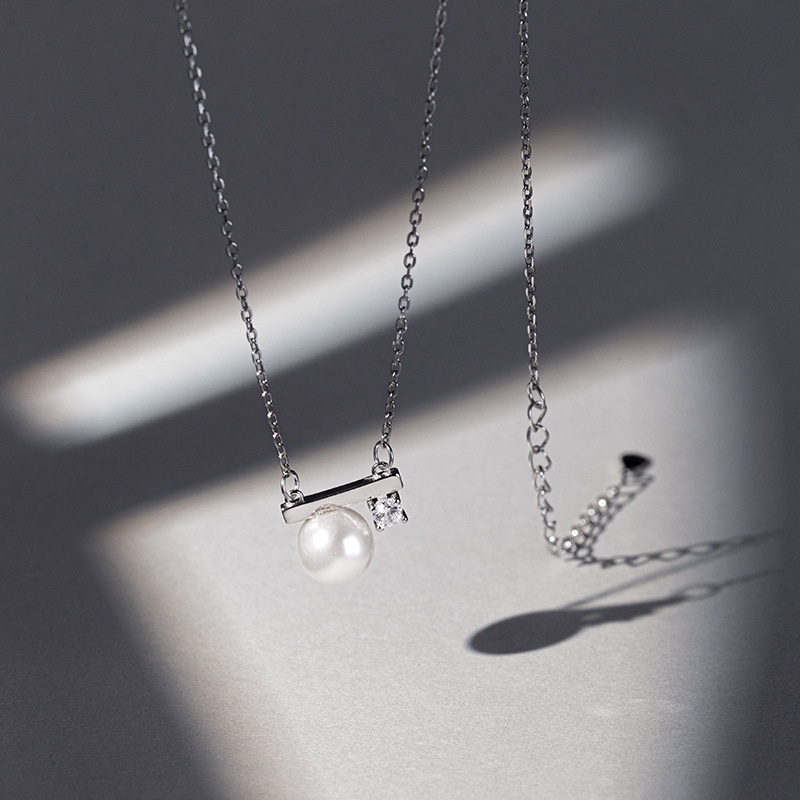 ネックレスチェーン パール付き華奢チェーン首飾り上品レディースネックレス