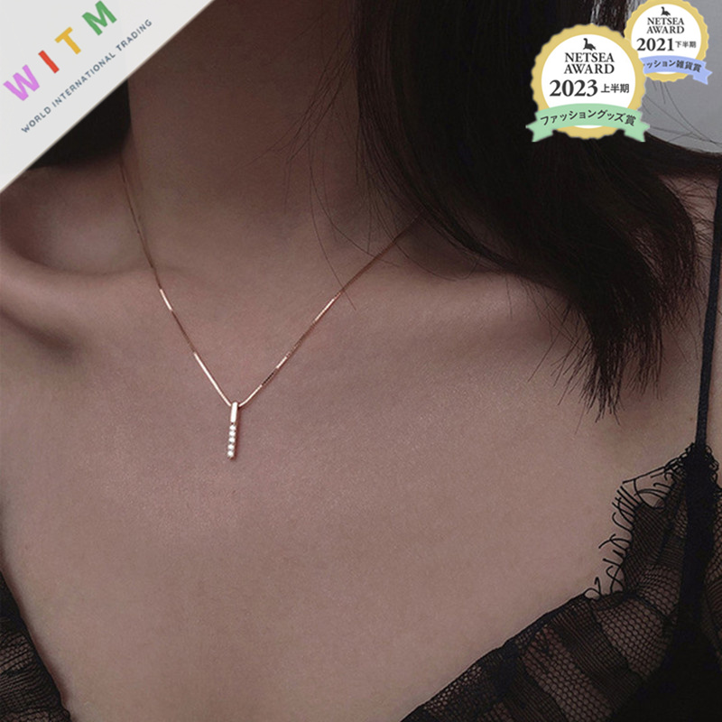 輝石縦型棒状ゴールドペンダント ネックレスチェーン 女性用