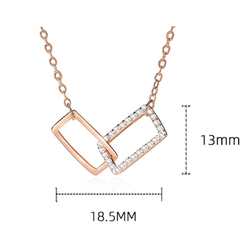 純銀九二五ラインストーン四角形ネックレスチェーン女性用首飾り