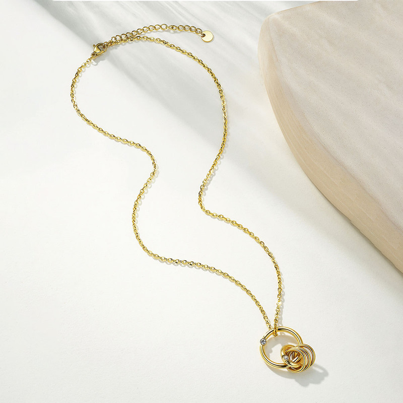 ステンレス製パール付きネックレスチェーン金色コーティング女性用