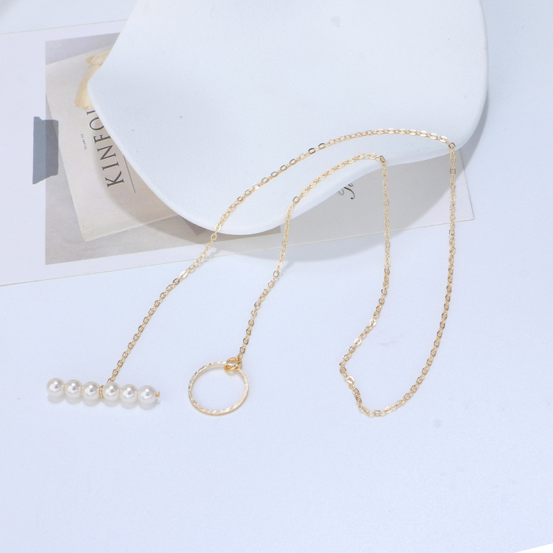 パール付き重ね着けネックレスチェーン高級感レディース