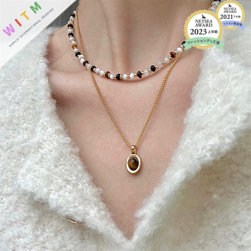 高級感レディースネックレスチェーン錆びにくい重ね付けセット