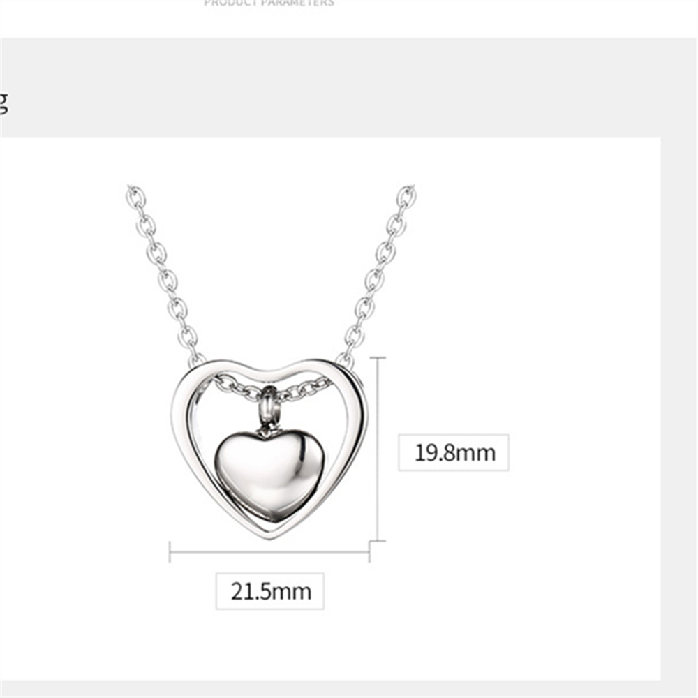 二重ハート遺骨ペンダント付きネックレスチェーン