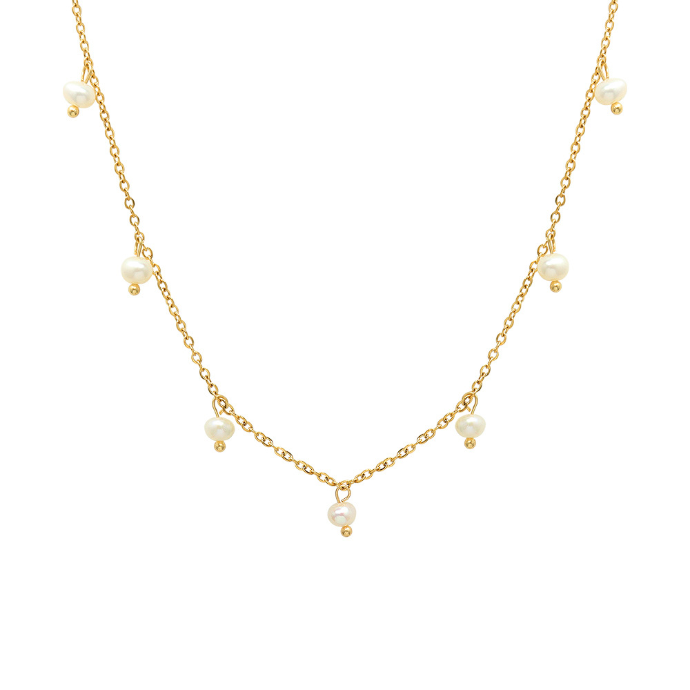 上品パール付き金色ネックレスチェーン