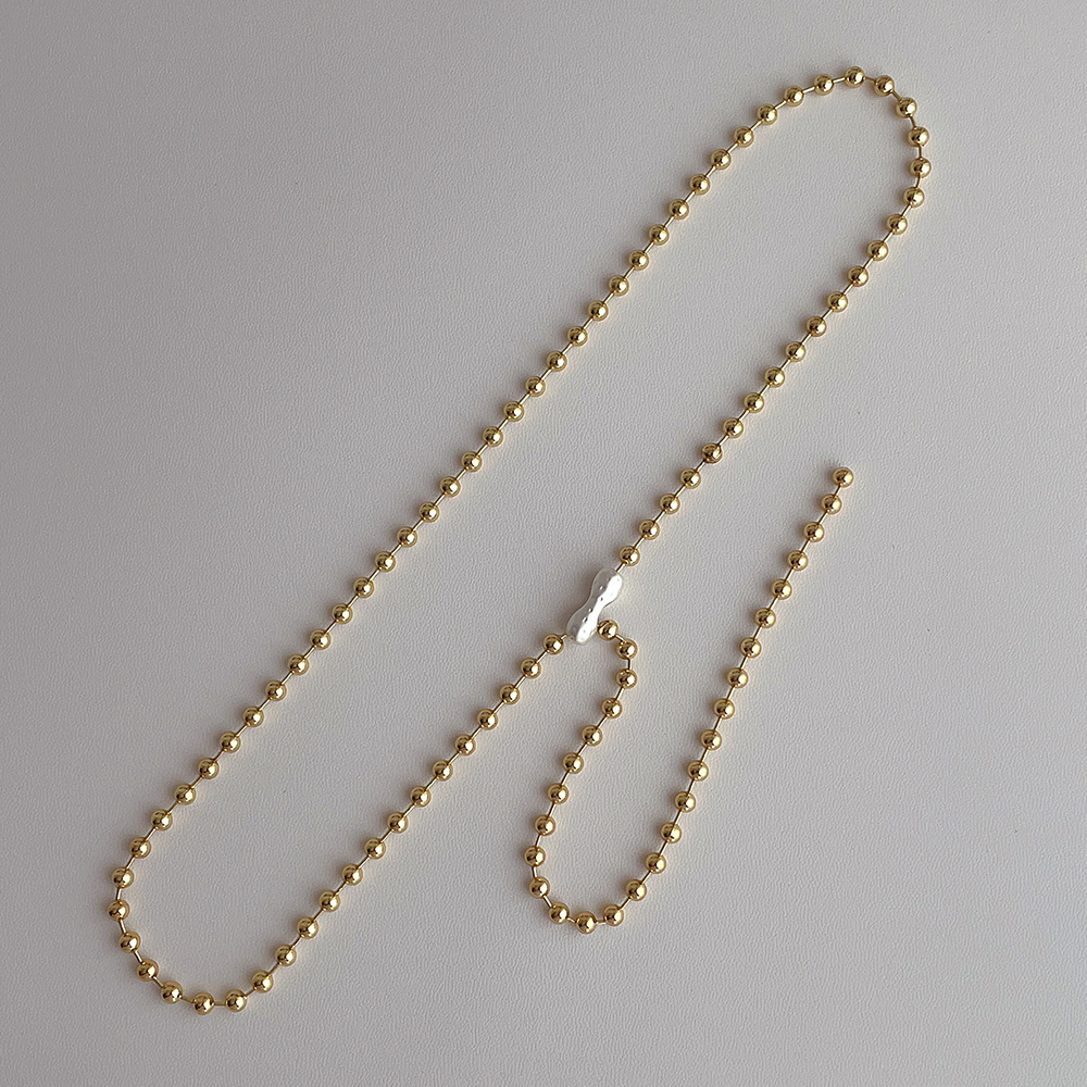 ネックレスチェーン 十四金コーティング ボールチェーン ネックレス 錆びにくい 高級感 女性用