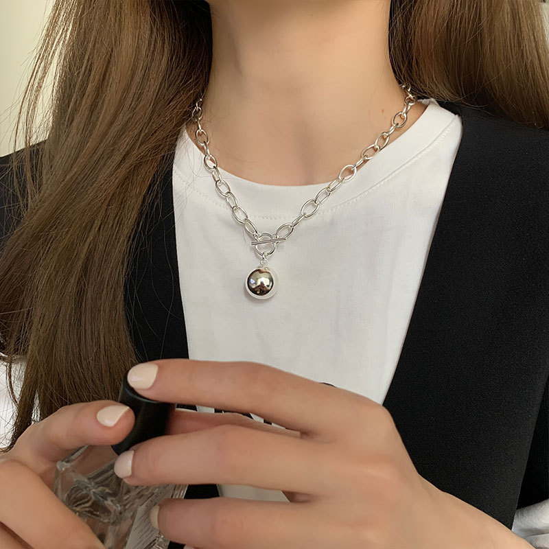 ネックレスチェーン 球体チャーム付きチェーンネックレス