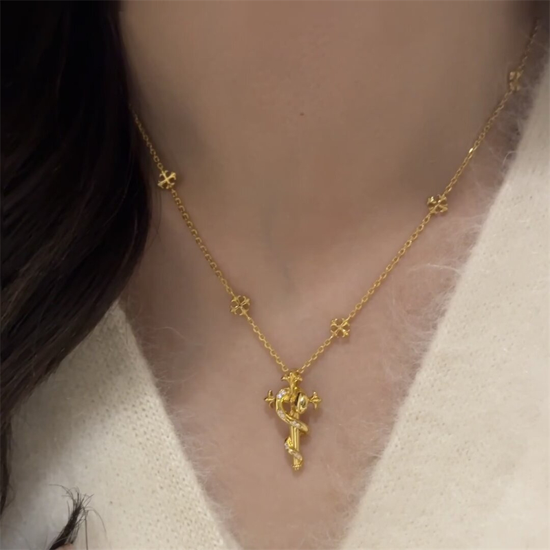 薔薇モチーフ ゴールドネックレスチェーン レディース首飾り