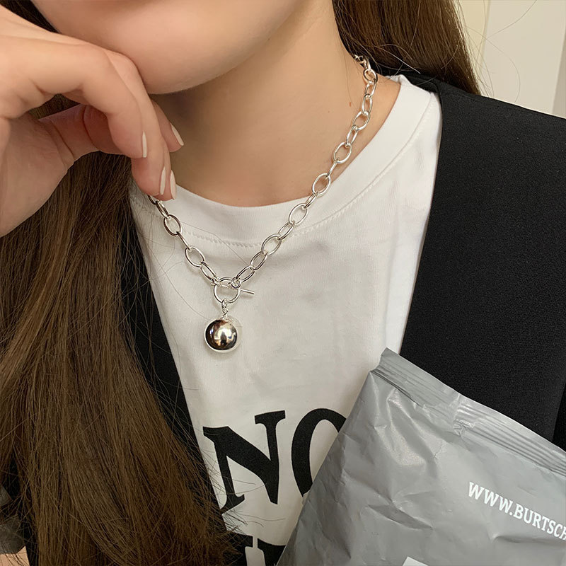 ネックレスチェーン 球体チャーム付きチェーンネックレス