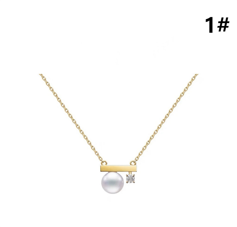 ネックレスチェーン パール付き華奢チェーン首飾り上品レディースネックレス