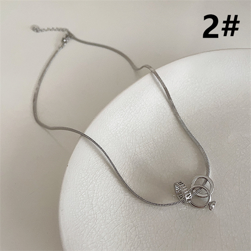 ネックレスチェーン 二重リング錆びにくいネックレス個性的レディース首飾り