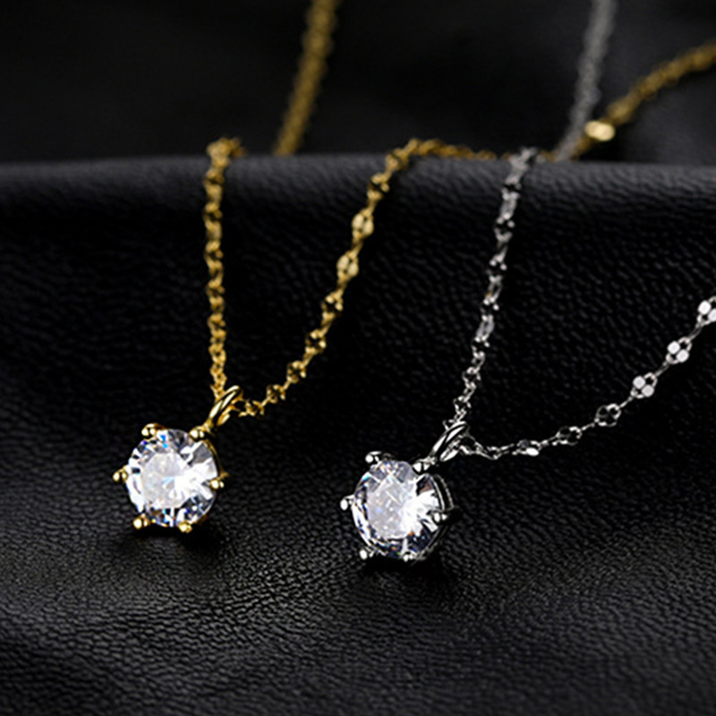輝く一粒石付きネックレスチェーン女性用首飾り