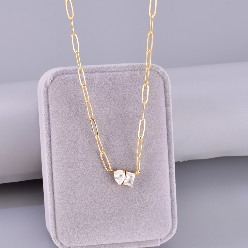 ネックレスチェーン 韓国風シンプルチェーンネックレス金色飾り付き