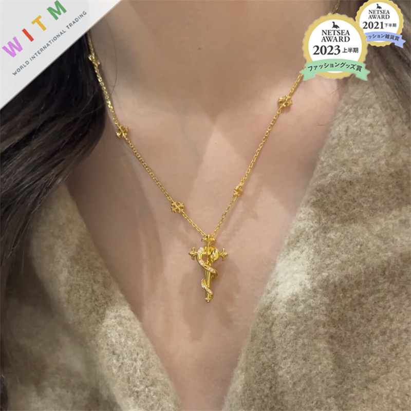 薔薇モチーフ ゴールドネックレスチェーン レディース首飾り