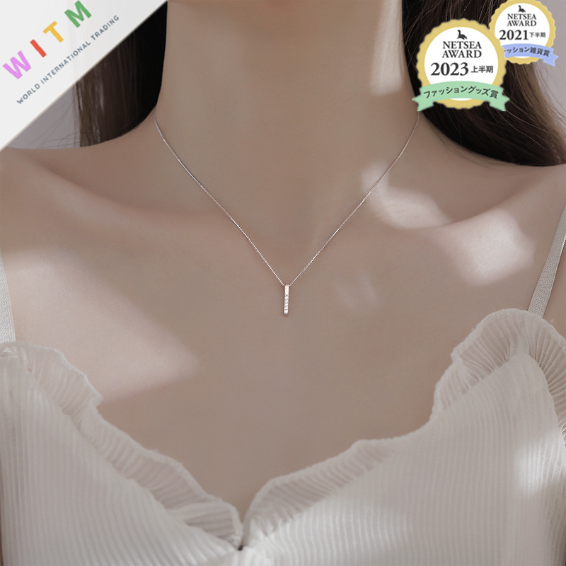 輝石付き縦バー ネックレスチェーン 女性用首飾り