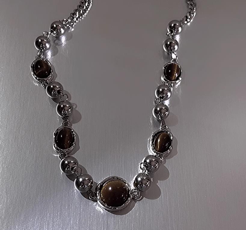 虎眼石ネックレスチェーン 鎖骨丈 男女兼用