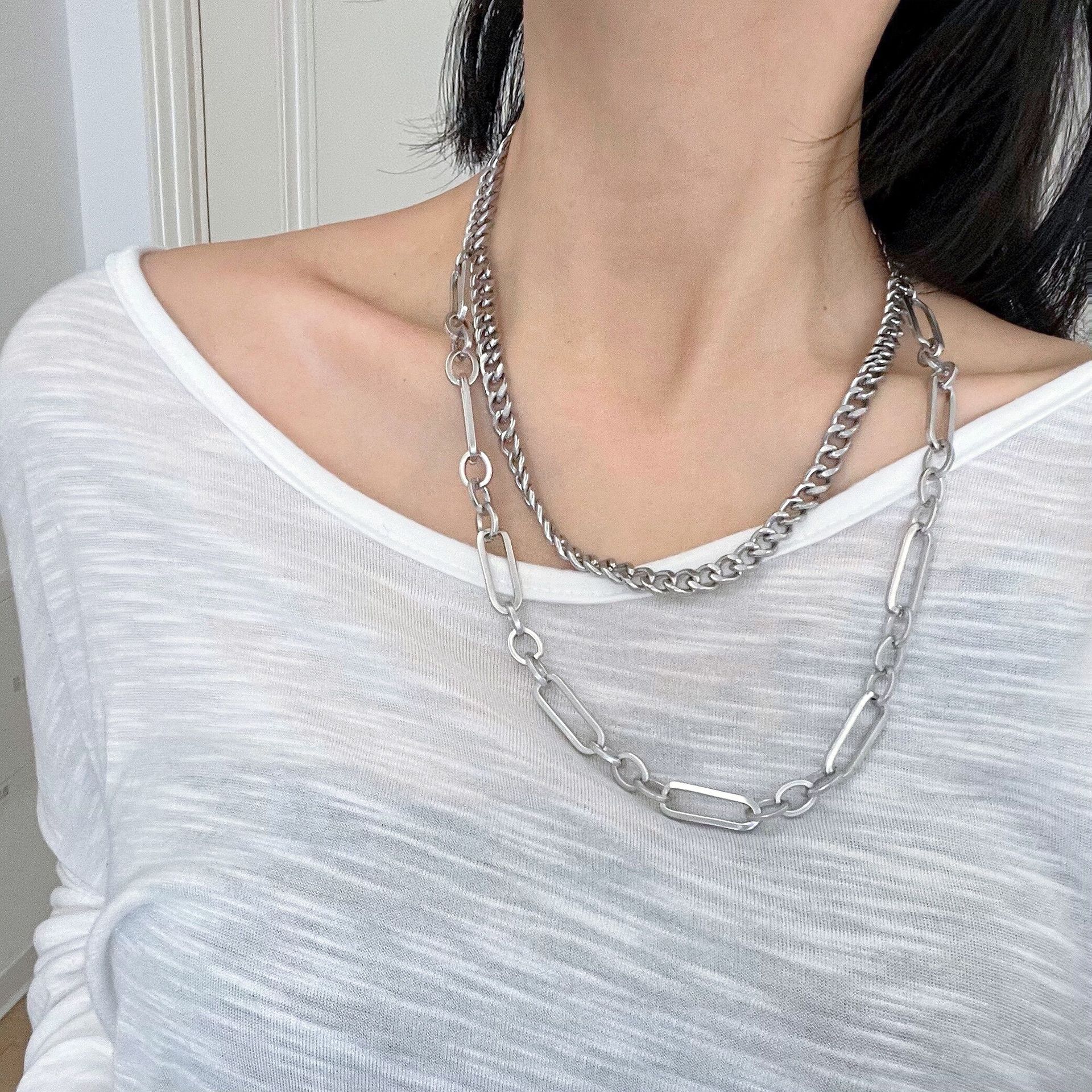 ネックレスチェーン 二連重ねステンレスチェーン