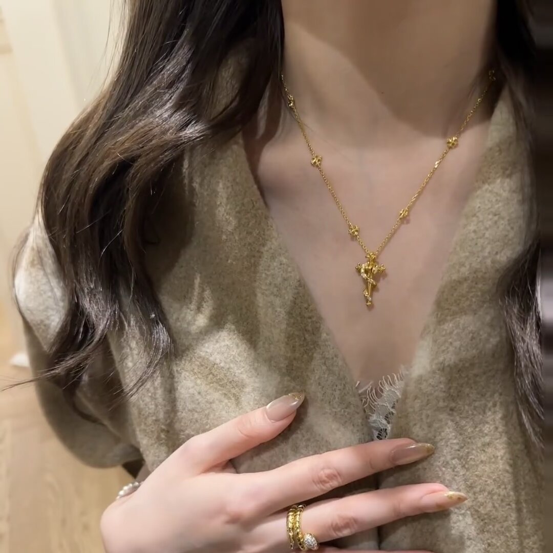 薔薇モチーフ ゴールドネックレスチェーン レディース首飾り