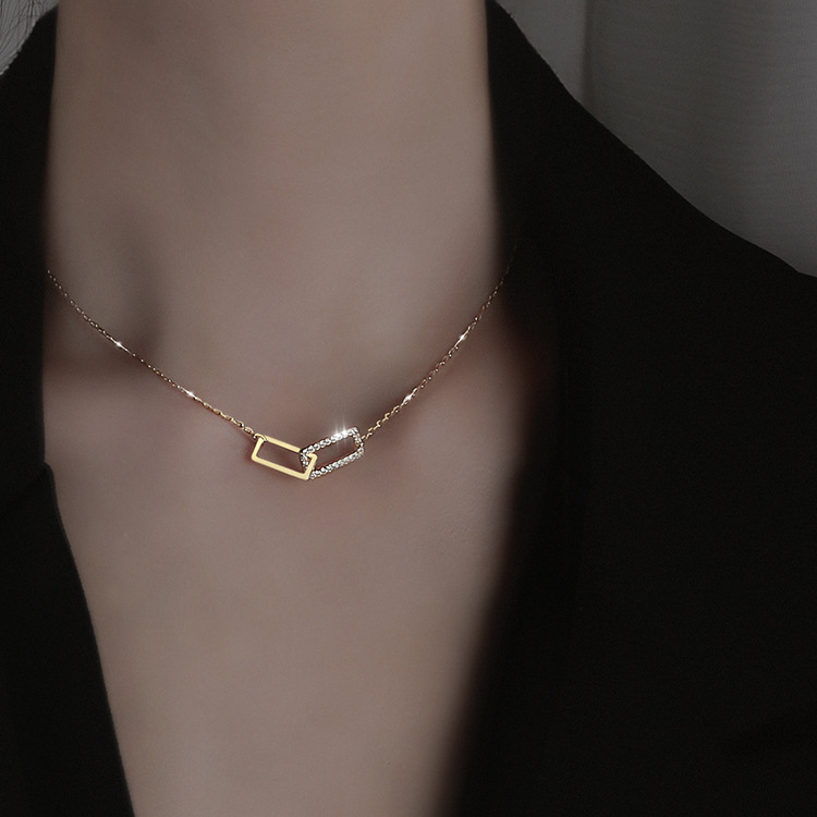 輝石四角モチーフネックレスチェーン女性用首飾り