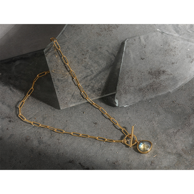 ネックレスチェーン 高級感あふれる細身チェーン ネックレス 個性的な円形チャーム付き