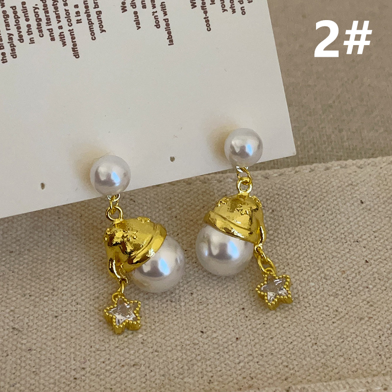 パール風チャーム付き金色ネックレスチェーン女性用