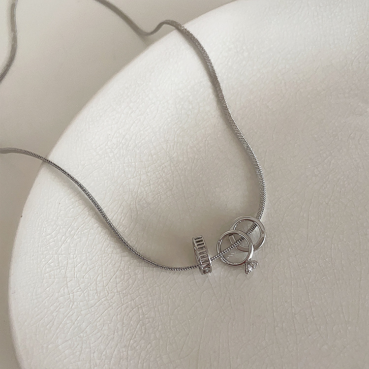 ネックレスチェーン 二重リング錆びにくいネックレス個性的レディース首飾り