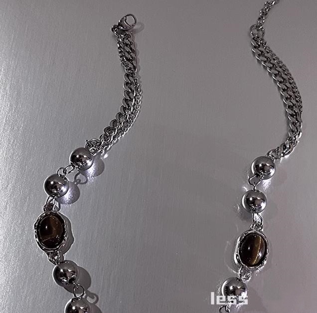 虎眼石ネックレスチェーン 鎖骨丈 男女兼用