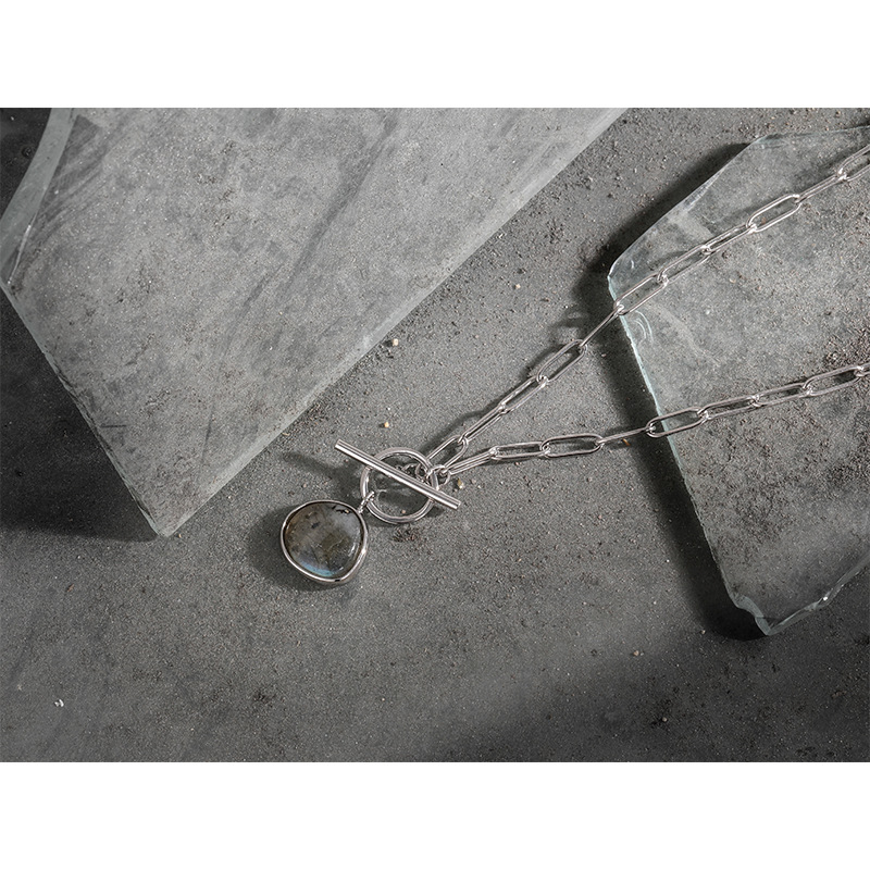 ネックレスチェーン 高級感あふれる細身チェーン ネックレス 個性的な円形チャーム付き