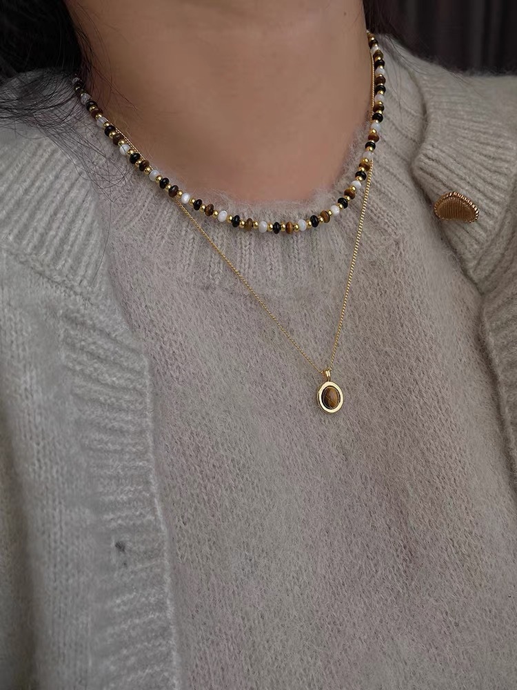 高級感レディースネックレスチェーン錆びにくい重ね付けセット