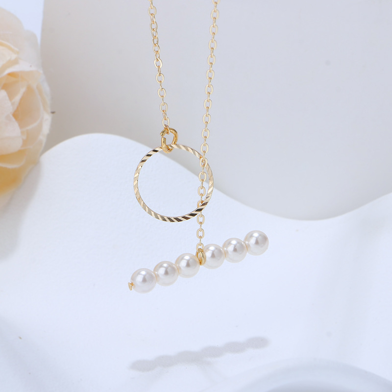 パール付き重ね着けネックレスチェーン高級感レディース