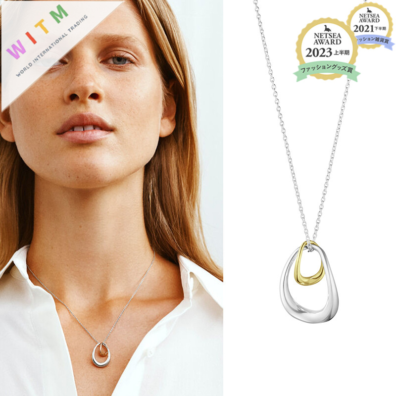 二重リング真鍮ネックレスチェーン錆びにくい上品首飾り