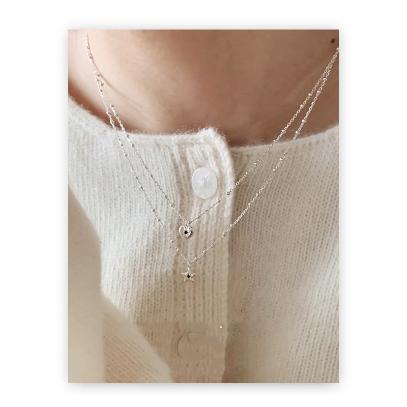 韓国風シンプルネックレスチェーン星月モチーフ