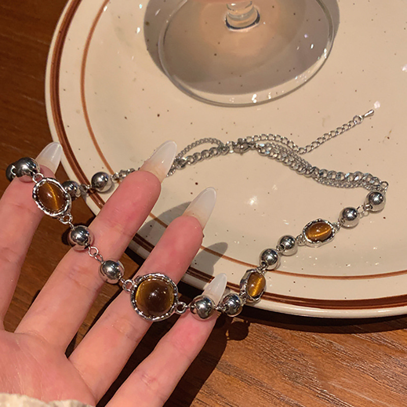 虎眼石ネックレスチェーン 鎖骨丈 男女兼用