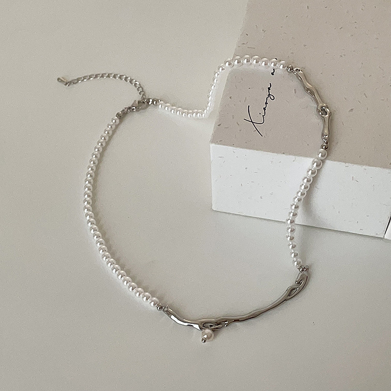 不規則パール金色ネックレスチェーン上品女性向け