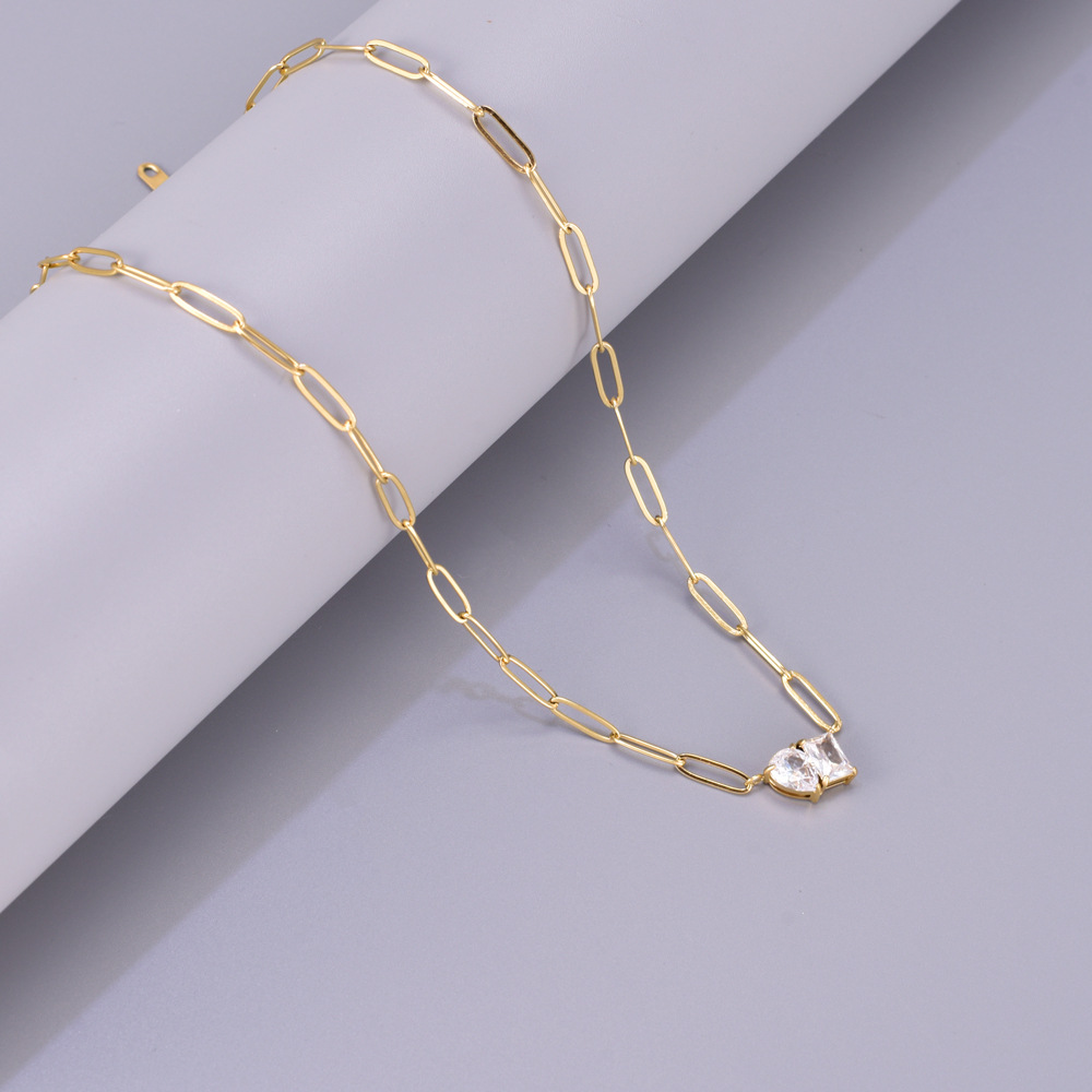 ネックレスチェーン 韓国風シンプルチェーンネックレス金色飾り付き