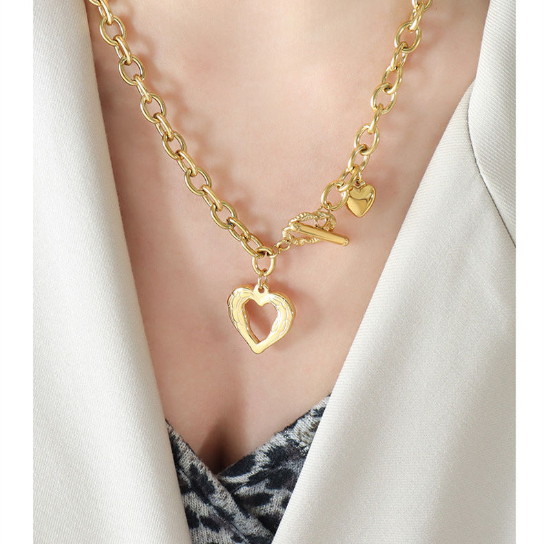 ハート型チャーム付きネックレスチェーン女性用