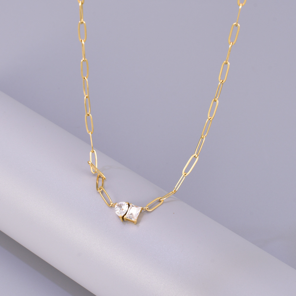 ネックレスチェーン 韓国風シンプルチェーンネックレス金色飾り付き