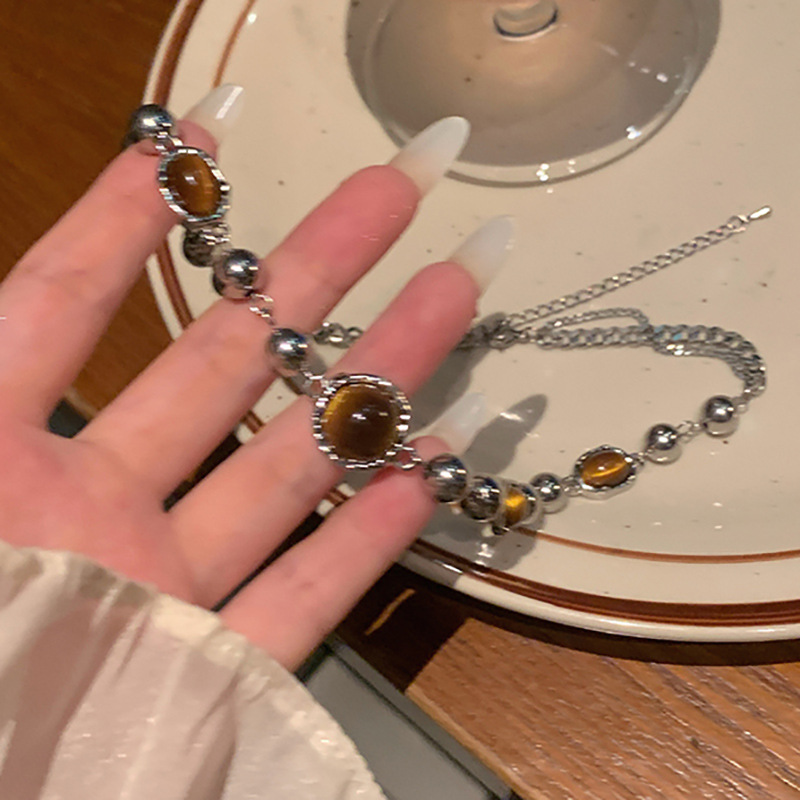 虎眼石ネックレスチェーン 鎖骨丈 男女兼用